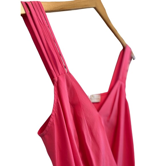Amanda Uprichard Blouse Top 100 Percent Silk Hot Pink Sleeveless Surplice Wrap S - Picture 12 of 14